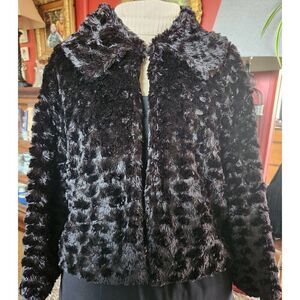 O14 Cajon Accessories Black Dressy Teddy Faux Fur Jacket